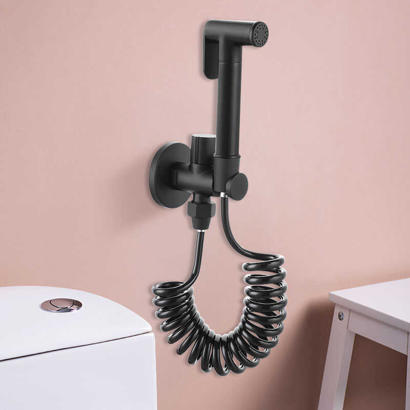 Black Toilet Companion Spray Gun Bathroom High-Pressure Flush Gun ...