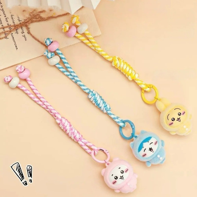 Kawaii Chiikawa Flocking Keychain Cartoon Hachiware Usagi Keyring Girls ...