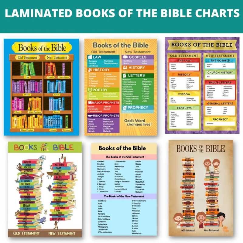 Laminated Books Of The Bible Charts, 10 Commandments Posters For Kids ...