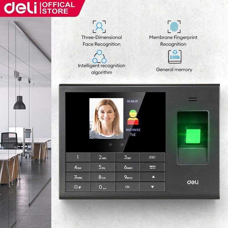 Deli E3765 Face Recognition Attendance 2.8'Tft Biometric Scanner ...