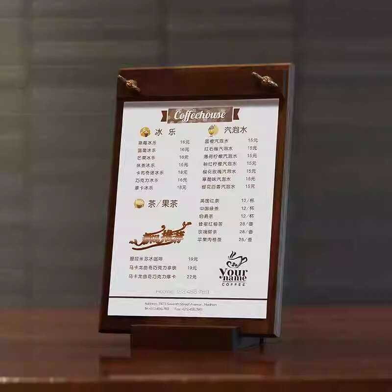 Vertical Walnut Restaurant Cafe Wooden Tabletop Stand Solid Wood Menu ...