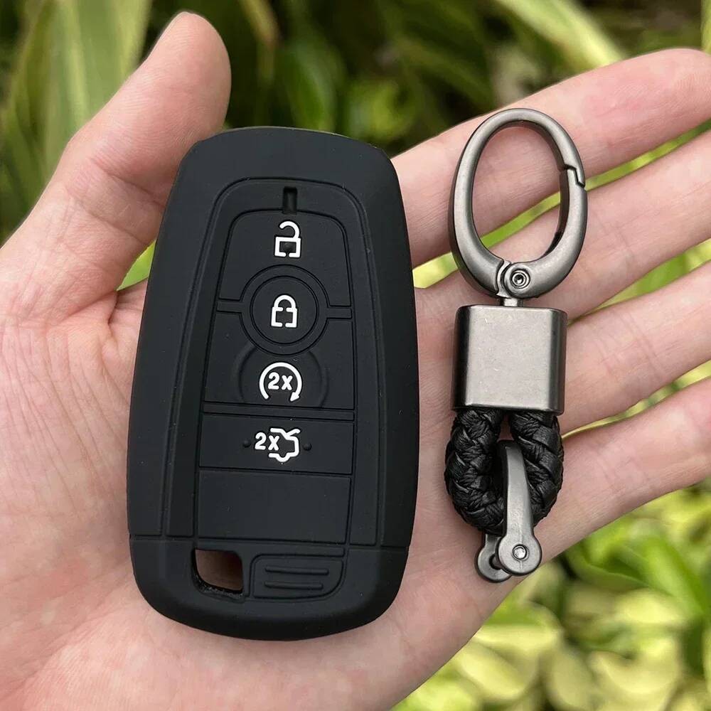 Cover Chiave Auto Custodia in Silicone Compatibile con Ford 3 Tasti Ecosport Edge Explorer Fiesta Focus Fusion Galaxy Ka Kuga Mondeo Puma Ranger S-MAX Tourneo Connect Courier Custom Transit (Nero
