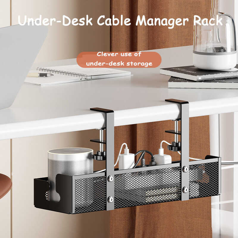 Table Under Storage Rack Metal Cable Management Tray Home Office Desk ...