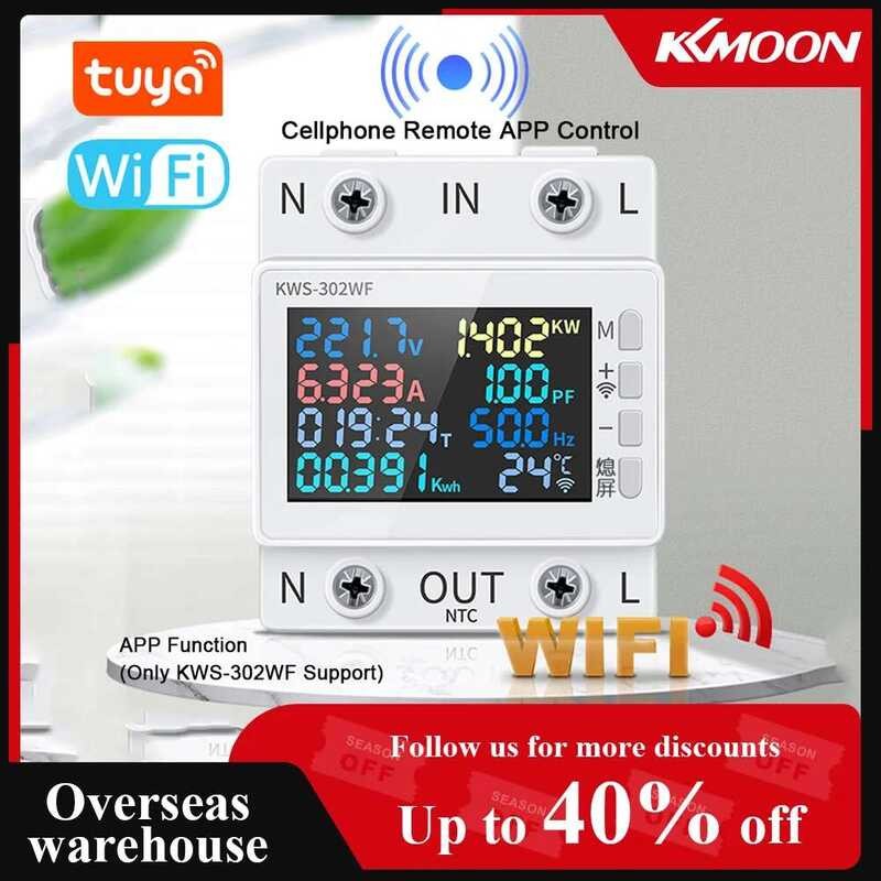 Tuya Wifi 8In1 Power Color Screen 2P Multi-Function AC Energy Meter ...