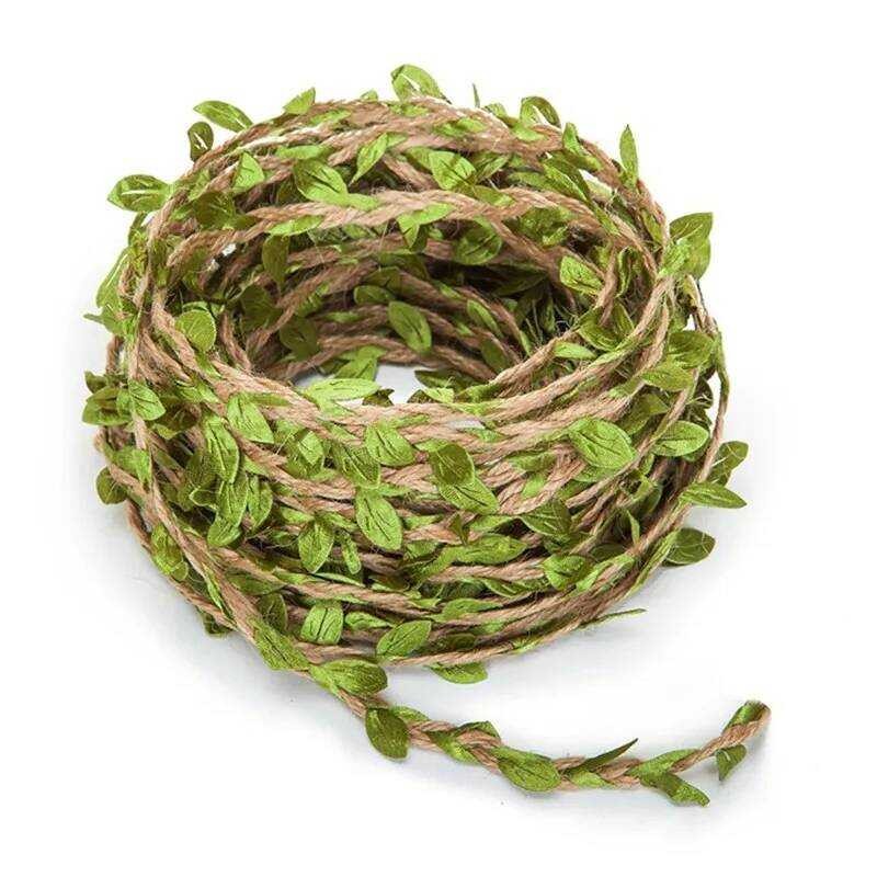 Simulation Green Leaves Weaving Hemp Rope DIY Wedding Birthday Wedding ...