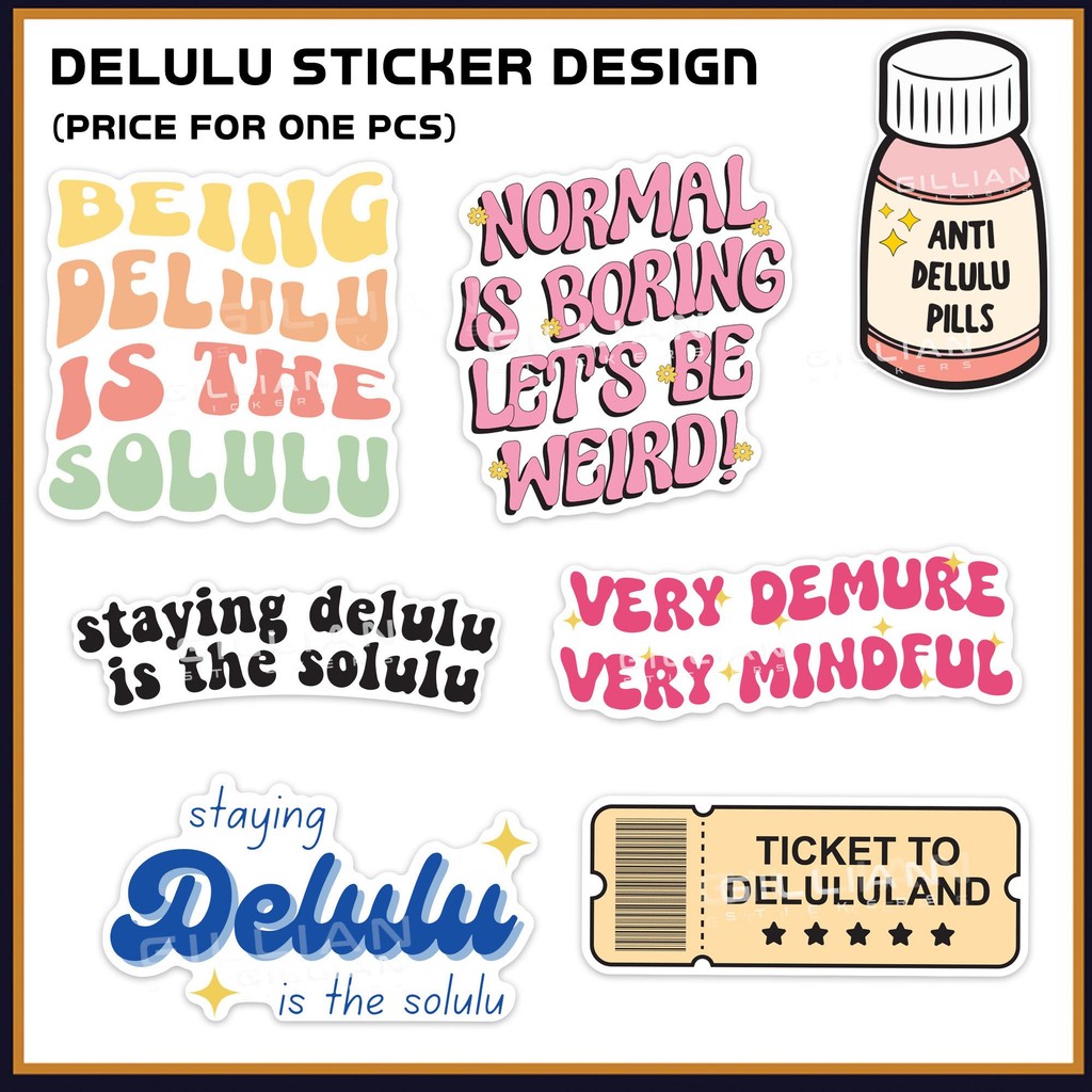 Delusional Sticker Inspirational & Funny Words for Laptop, Bottle ...