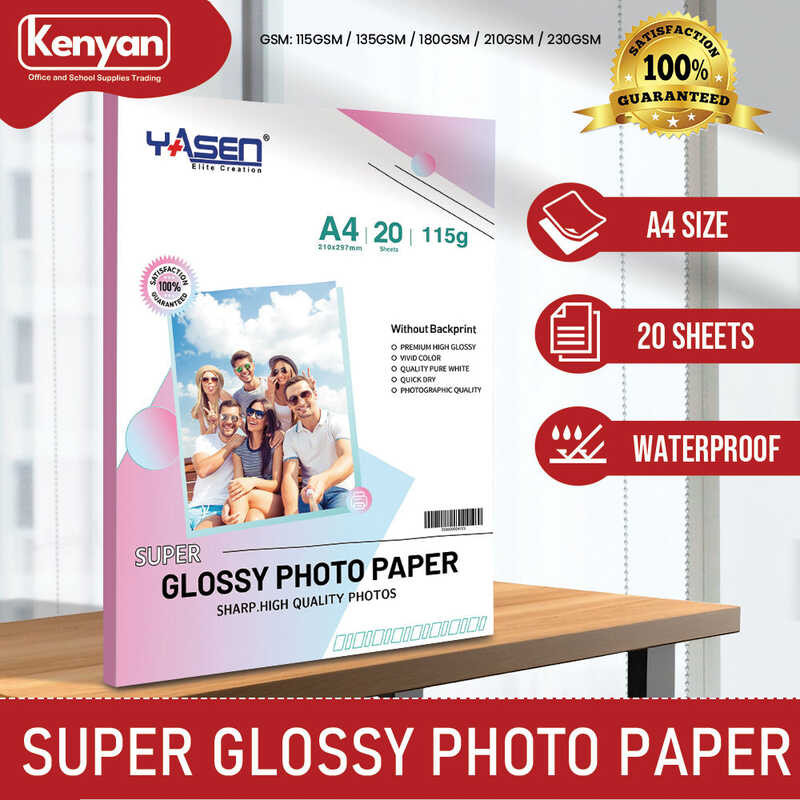 Yasen Super Glossy Photo Paper 20Pcs A4 Size Waterproof-For Printing ...