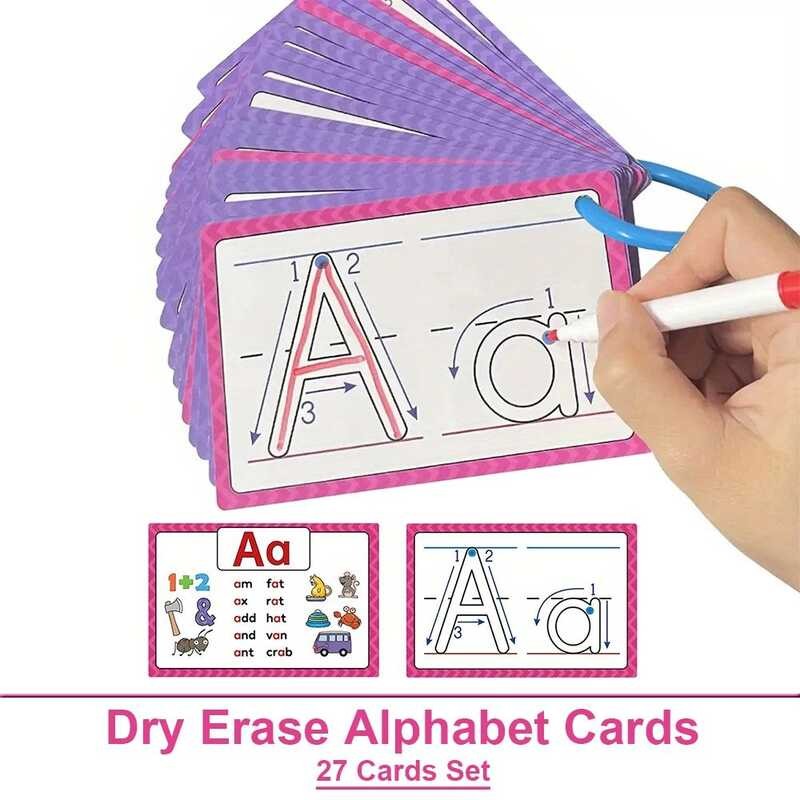 Dry Erase Alphabet Learning Double-Side Flash Cards, Write And Wipe ...