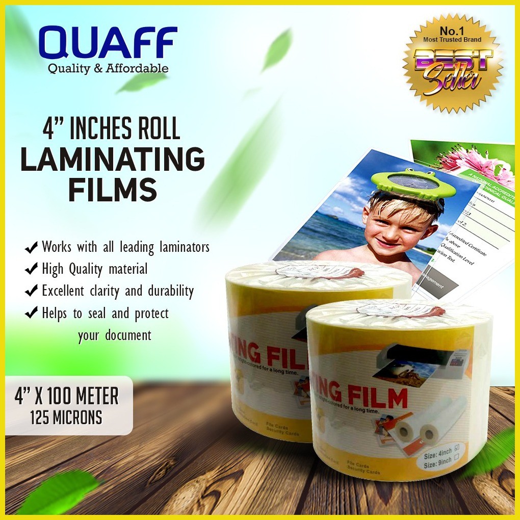 QUAFF Laminating Film 4 inches 125 Microns / 250 Microns & 6 Inches 200