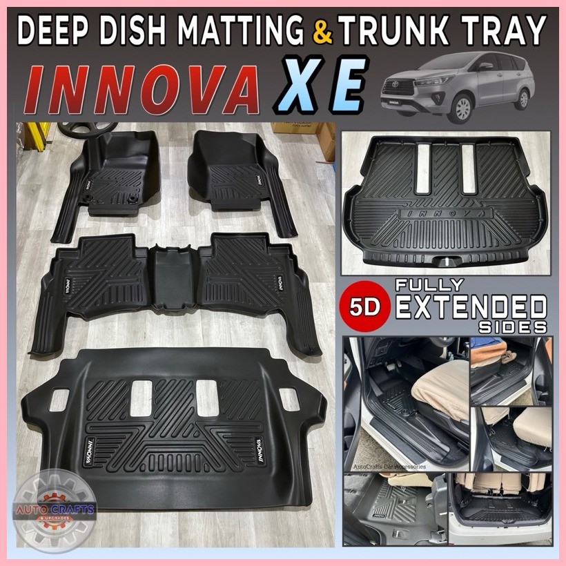 Toyota Innova XE 2023-2025 5D Deep Dish Matting and Trunk Tray Extended ...