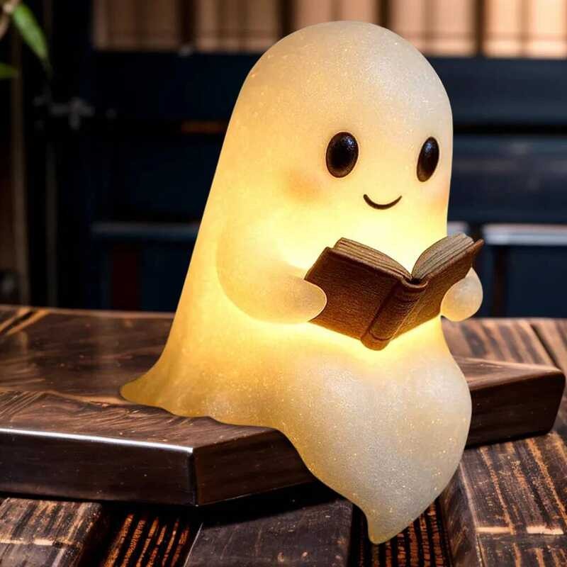 Tt Cute Book Lamp Ghost Reading Night Light Halloween Decor For Bedroom ...