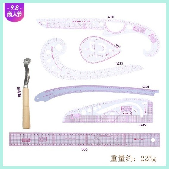 7/8/13/19 tailor measuring set sewing drawing ruler sleeve arm French ...