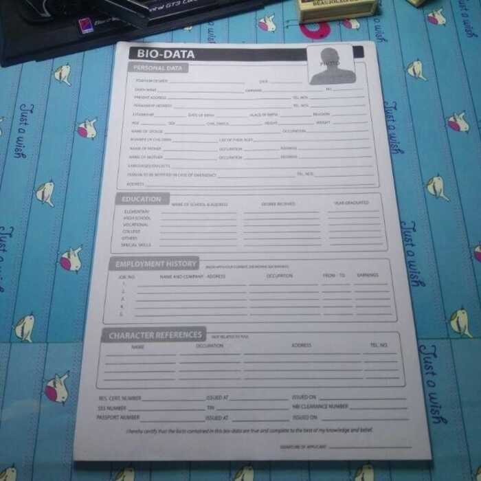 1Db Bio-Data 100Sheet One Pak | Shopee Philippines