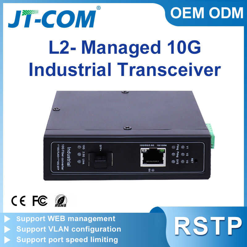 Industrial Fiber Optic Transceiver With 1Sfp+ And 1 10G Rj45 Port Din ...