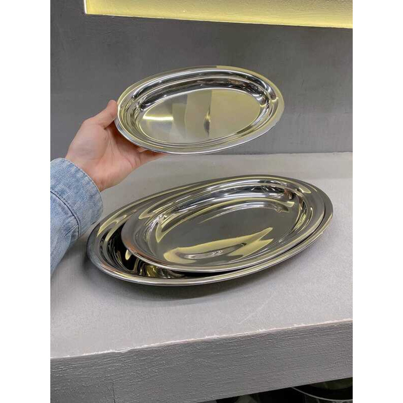 American Style INS Tableware Stainless Steel Oval Steamed Fish Fruit ...