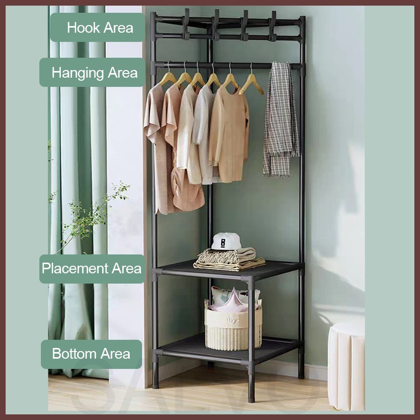 SALVO Coat Rack Shoe Hat Rack Multifunctional bedroom cloth rack Shoe ...