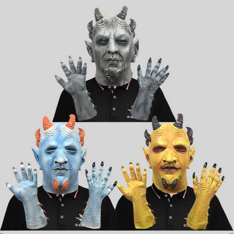 Hexagonal Demon Horror Ghost Face Head Gloves Masquerade Live Mask ...