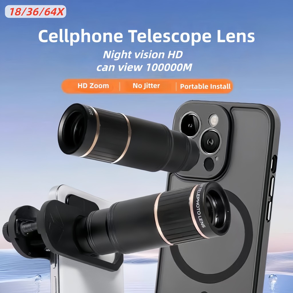 Mobile Phone Lens Set 18/36/64x Monocular HD Optical Zoom Telescope ...