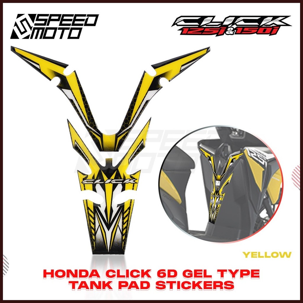 ① ♣ HONDA CLICK V2 6D GEL TYPE TANK PAD FISHBONE HONEYCOMB STICKER ...