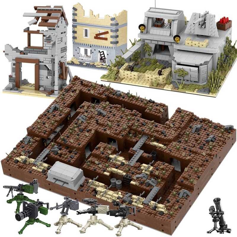 Series Military MOC Brick Modern Warfare Ww2 Fortifications Action ...