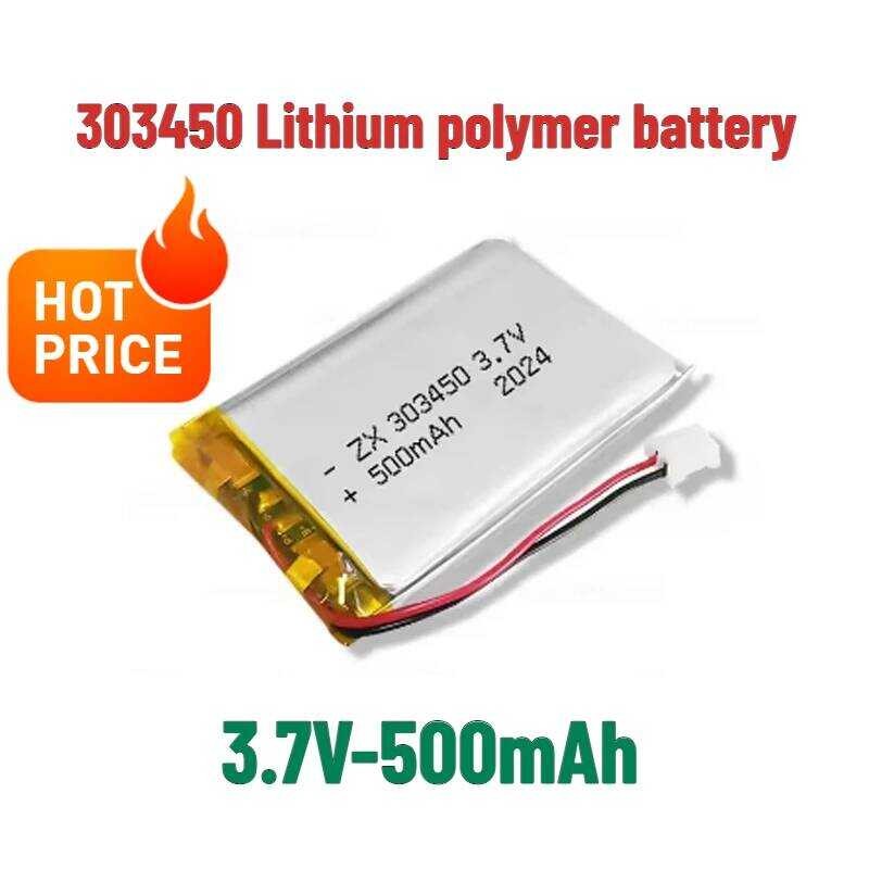 303450 Battery 500mAh Polymer Lithium Ion Batteries 3.7V 033450 LiPo ...