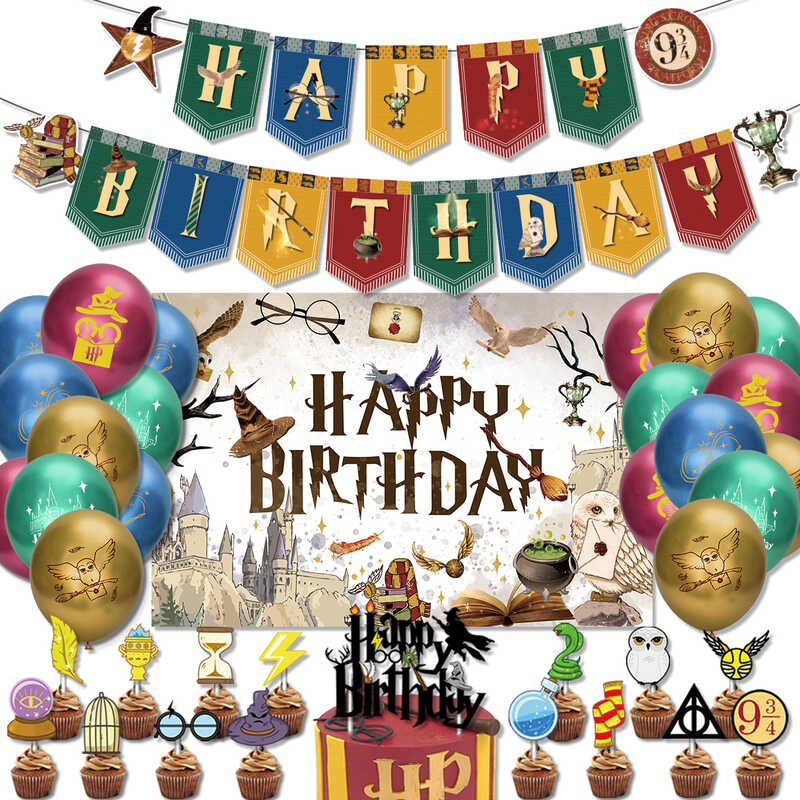 New Magic Theme Birthday Party Decoration Magician Flag Wizard Cake ...