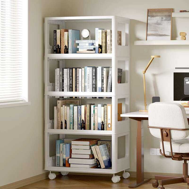 Desk Side Storage Rack, Movable Bookshelf by the Desk, Rolling Bookcase ...