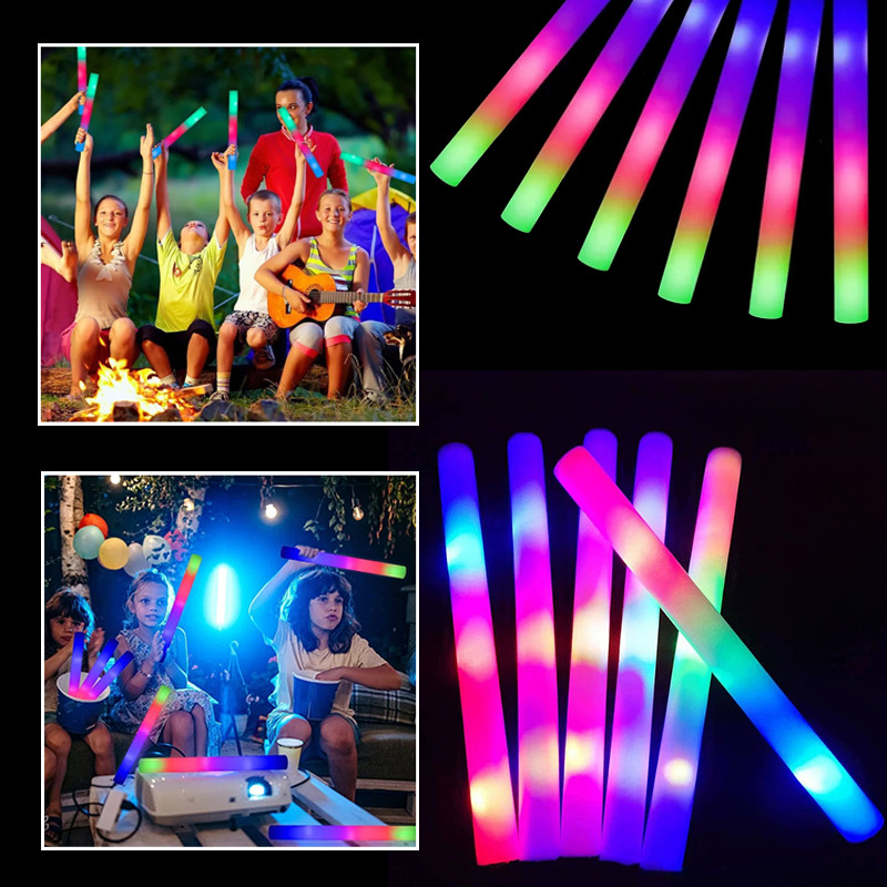 2/4PCS LED Glow Sticks Colorful Rgb Glow Foam Stick Cheer Birthday ...