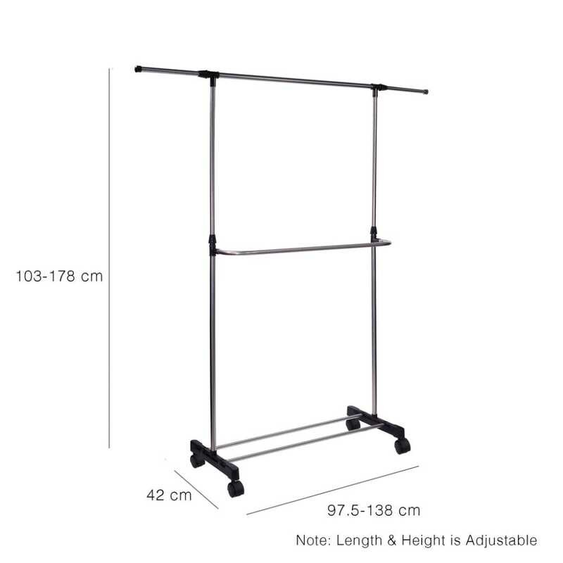 Home Gallery Adjustable Single Pole Clothes Rack With Lower Bar ...