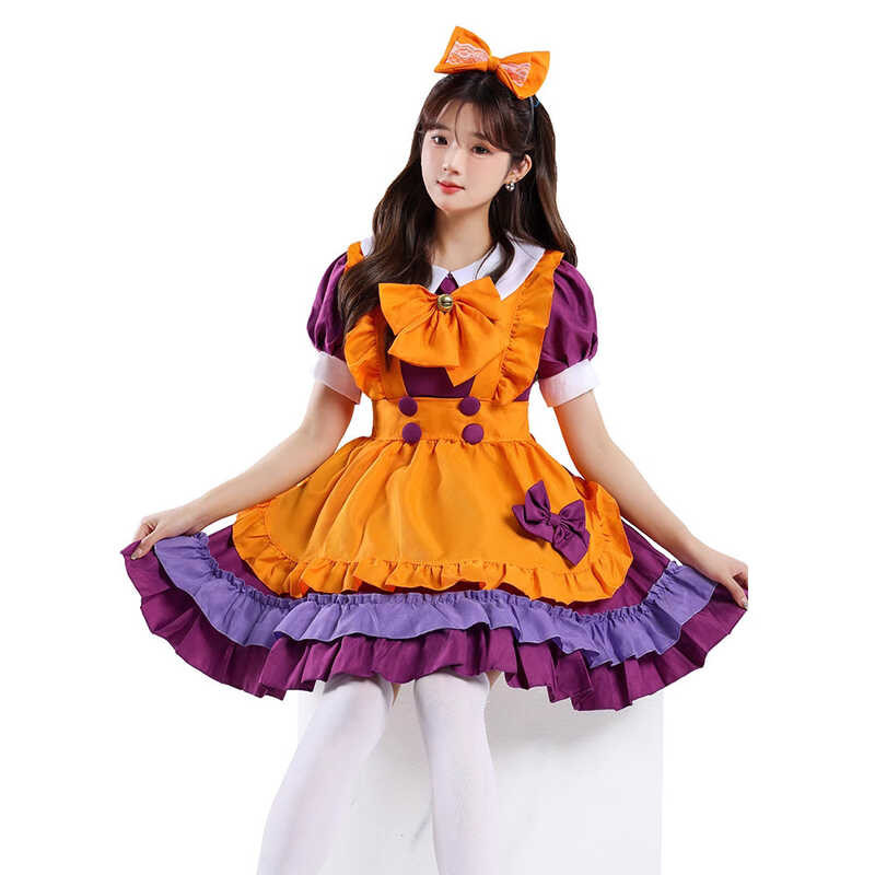 Japanese Anime Maid Maid Costume Cosplay Orange Loli Lolita Princess ...