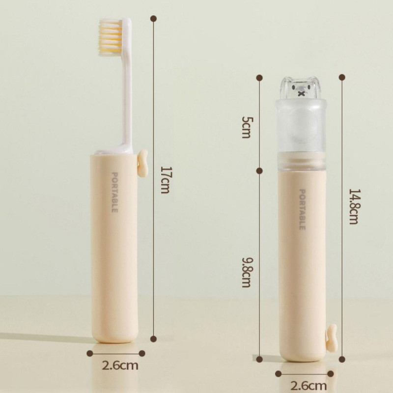 Travel Toothbrush 2 in1 Foldable Toothpaste Dispenser Cute Portable ...