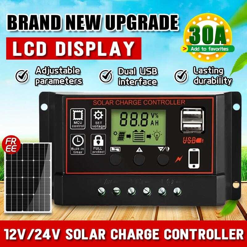 Solar Charge Controller 10A-30A LCD Display 12V/24V Panel 42A | Shopee ...