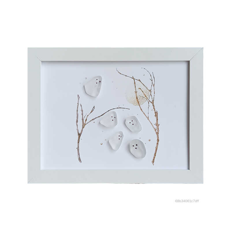 Tt Haunted Picture Frame Sea Glass Ghost Shadow Box Art For Halloween ...