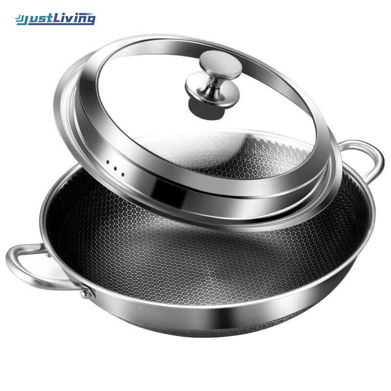 Heavy-Duty 10Cm Deep Stainless Steel Wok With Titanium Honeycomb Core ...