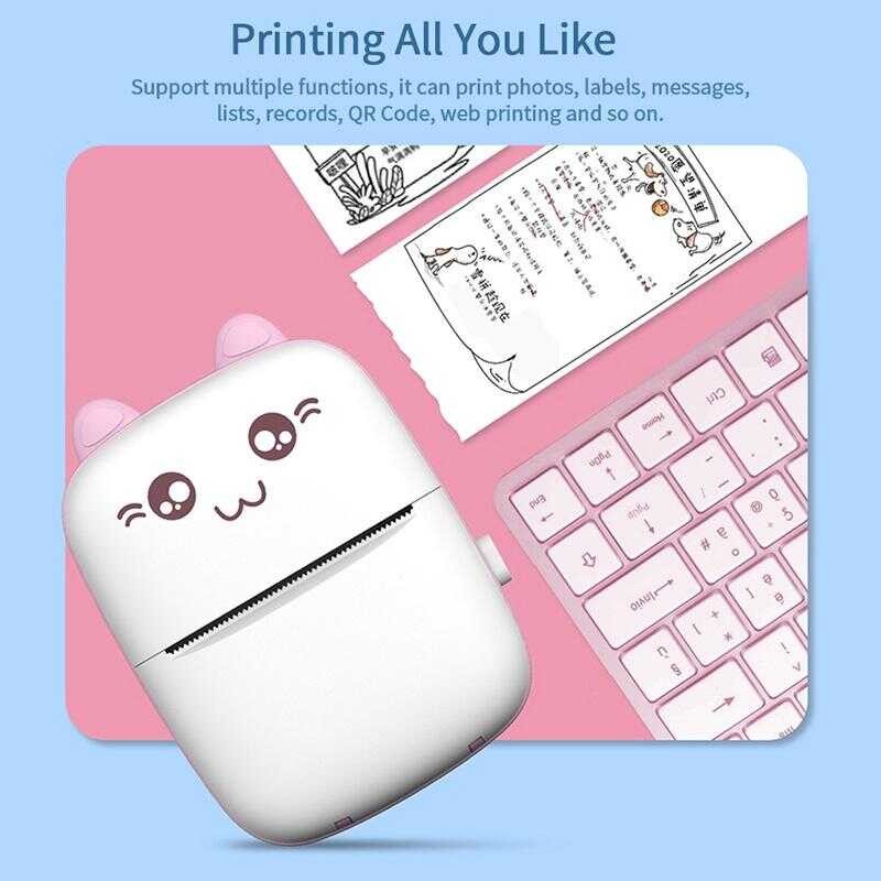 Portable Label Bluetooth Mini Cat Print Photo Pocket Thermal Printer ...