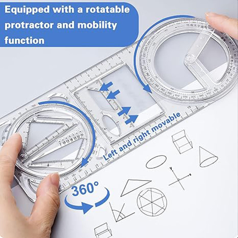 1/3PCS Multifunctional Curve Pattern Ruler - Office School Stationery ...