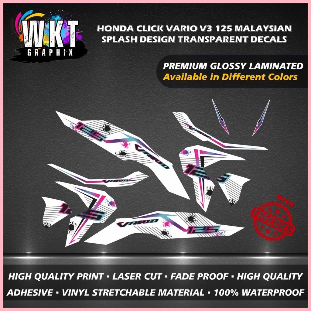 HONDA CLICK VARIO V3 125 MALAYSIAN SPLASH DESIGN TRANSPARENT DECALS ...
