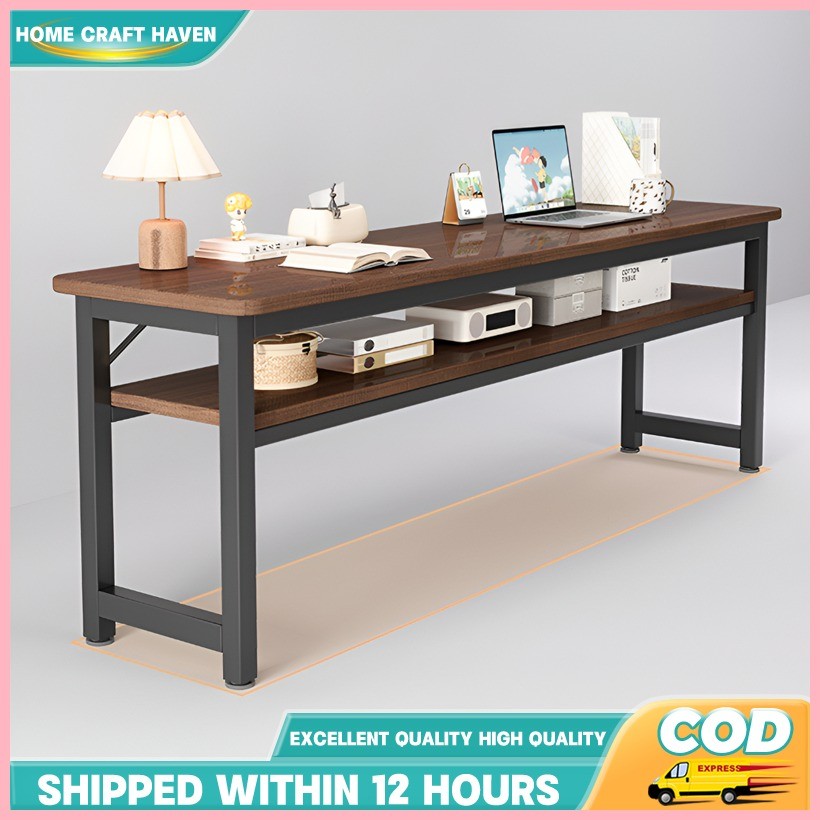 100/120/140cm 2 layers Table Writing Desk Solid Wood Living Room ...