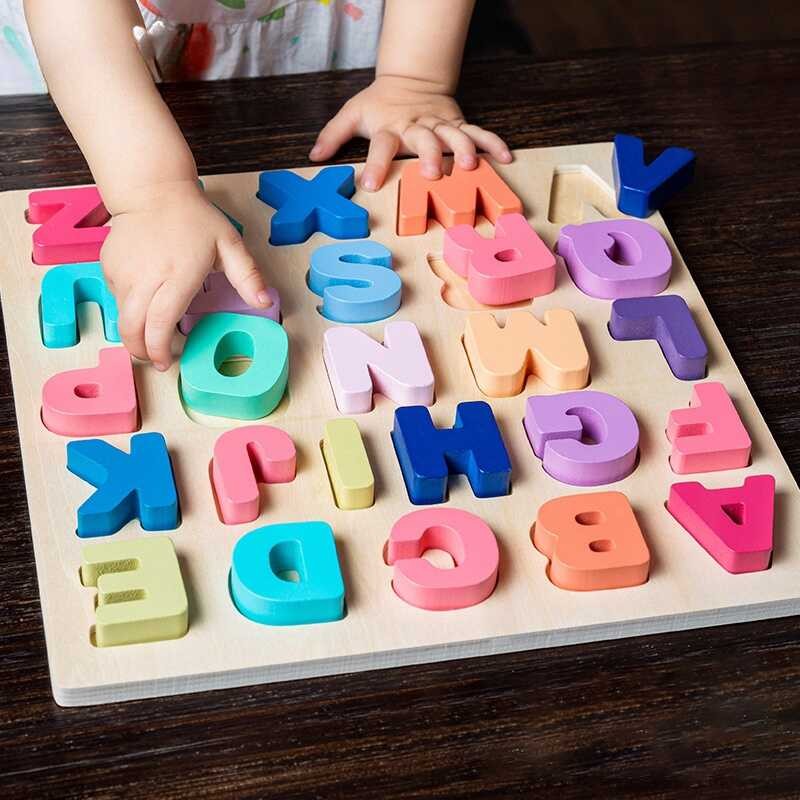 ABC Alphabet Digital Puzzle Wooden Toys Kid Number Letter Shape ...