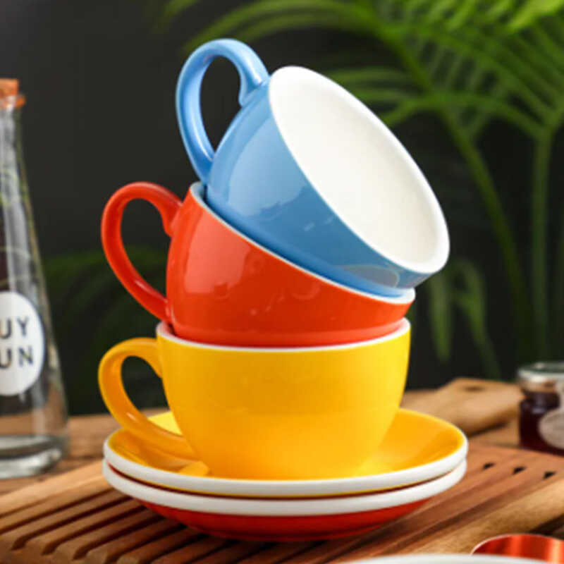 Kitchen Plus 200Ml Glossy Ceramic Cappuccino Cups Coffee Cup And Saucer ...