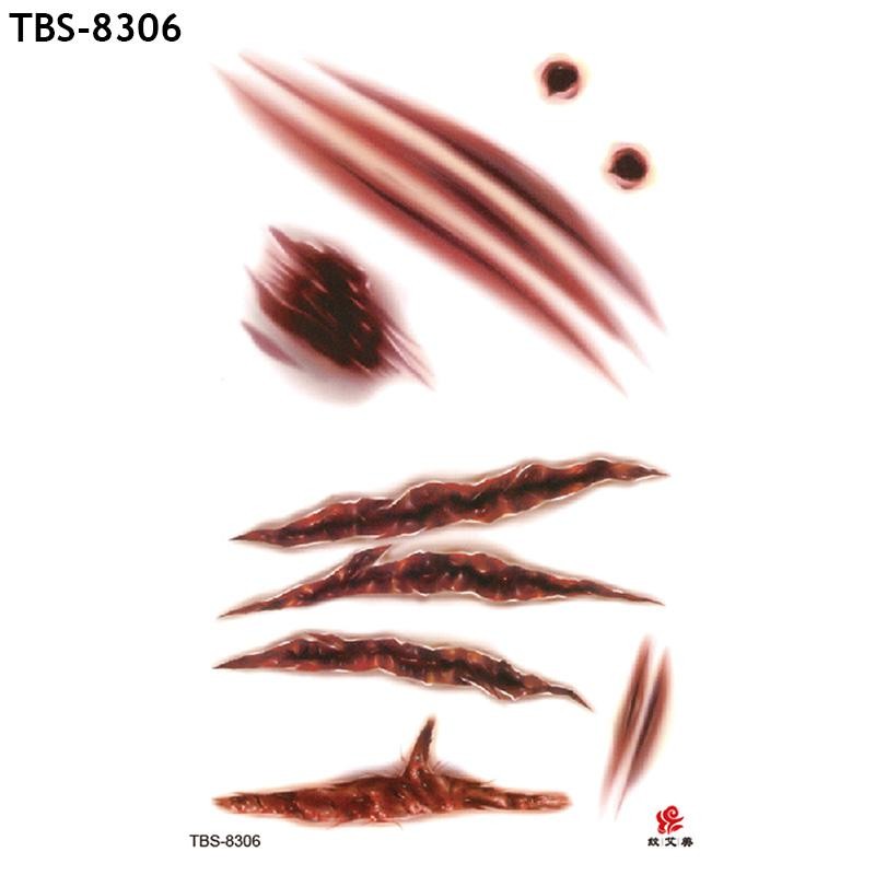 4PCS Halloween PartyTattoo Horror Makeup Fake Wounds Stitches Scars ...