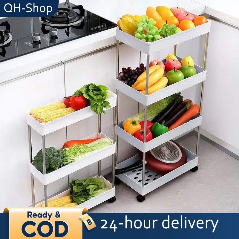 4 Layer Moving Rack Snack rack in the living room Kitchen Storage Shelf ...