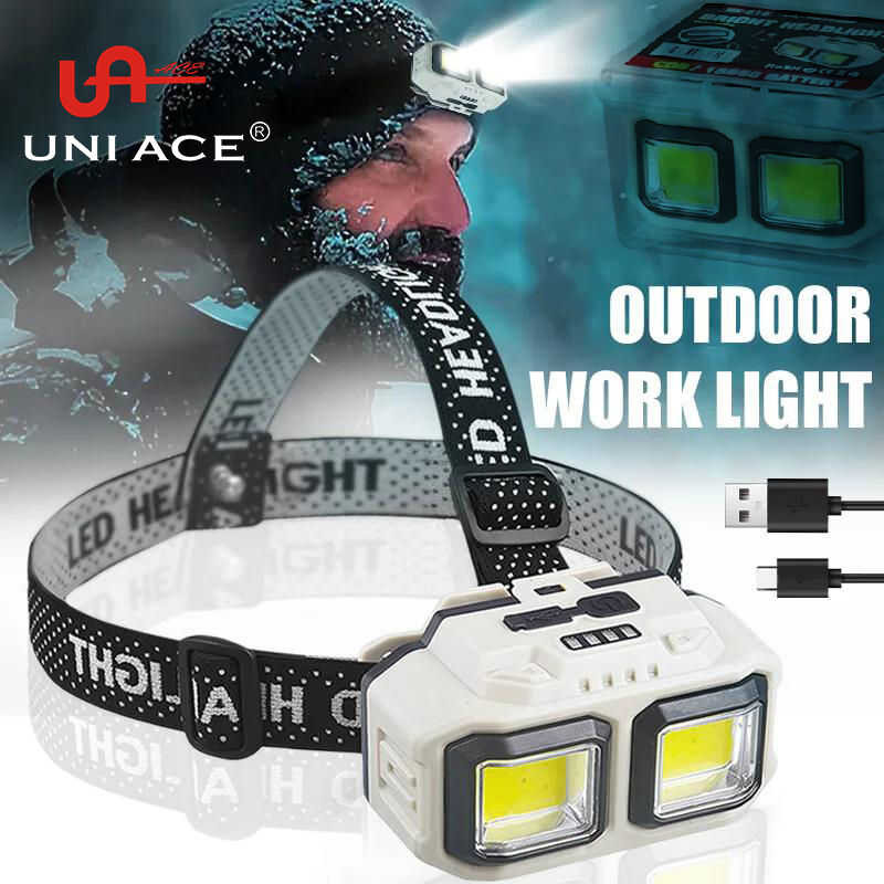 UNI ACE Super Rechargeable LED Big Cob Red White Waterproof Headlamp ...
