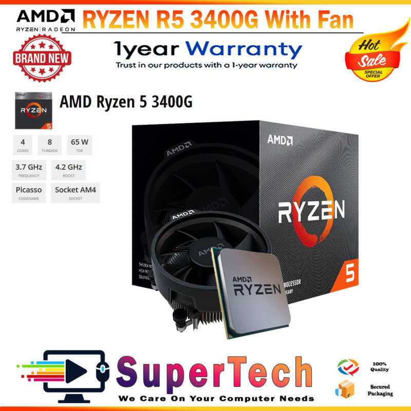 Amd Ryzen 5 3400G 4-Core 8-Thread Unlocked Desktop Processor With ...