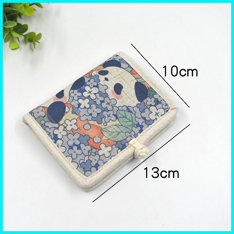 Chinese Style Fabric Short Wallet Girl Cute Print Foldable Vertical ...