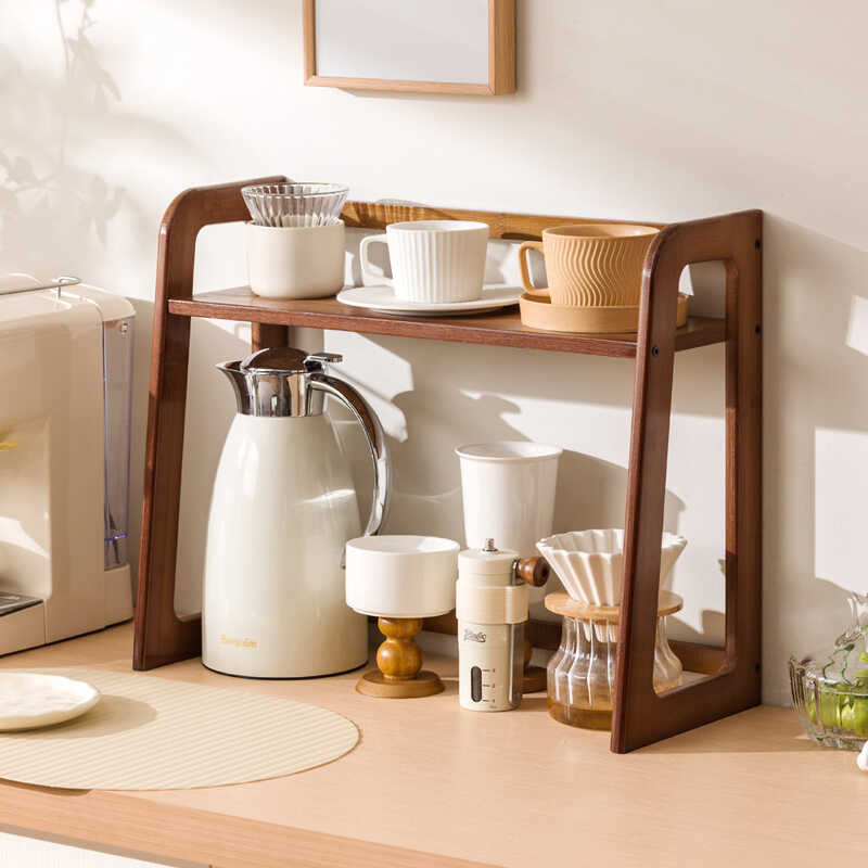 Storage Desktop Double Layer Water Cup Rack Tea Set Teacup Kettle ...