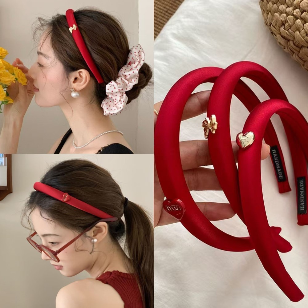 French Style Anchor Red Retro Velvet Bow Love Sponge High Forehead ...