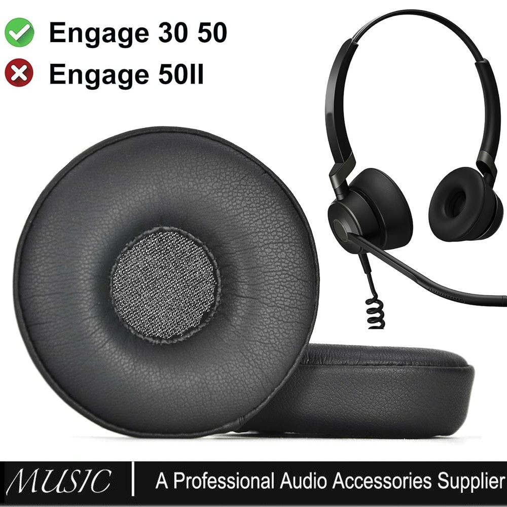 Cuscinetti Auricolari Compatibili Con Jabra Engage 30/50 Stereo/Mono – In Pelle Proteica, Con 4 Microfoni In Schiuma