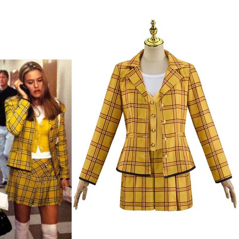 Tt Cher Horowitz Cosplay Movie Clueless Costume For Women Yellow Plaid — free download