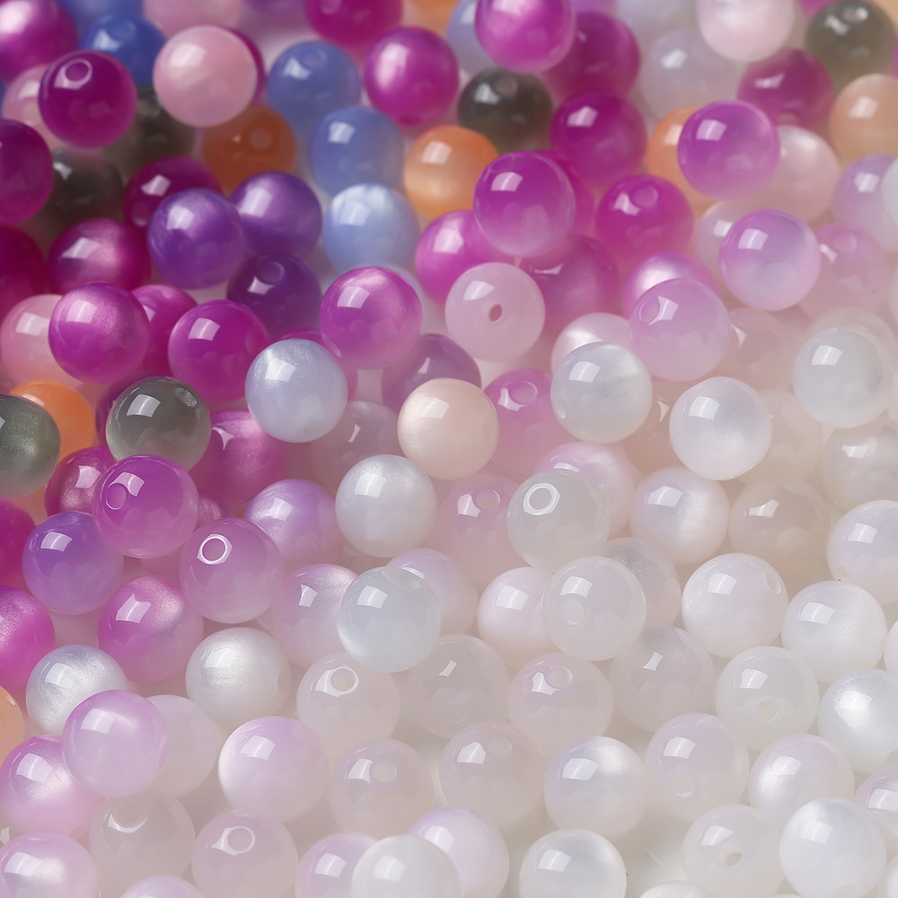 St. kunkka 8/10/12mm Round Resin Beads 10Pcs Color-changing Cat's Eye ...